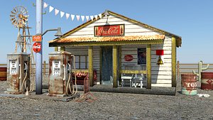 3D old petrol pump