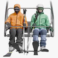 Two skiers on ski chairlift