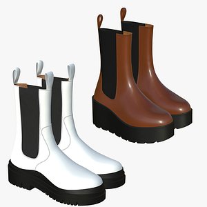 3D model Realistic Leather Boots V32