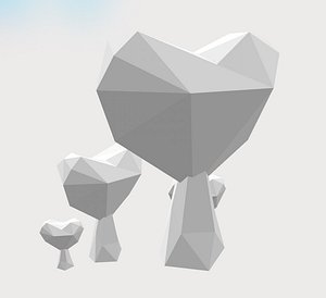 low poly heart tree