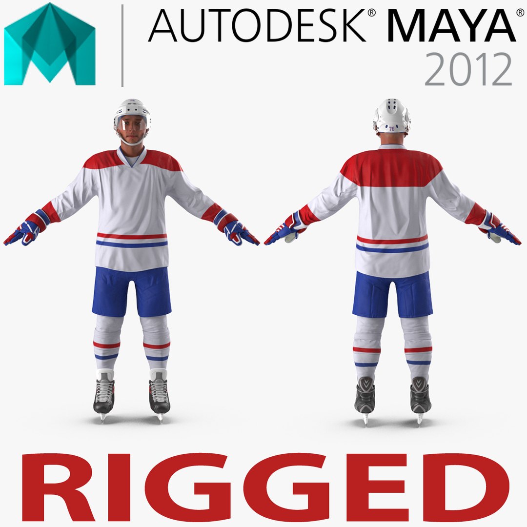 Hockey Player Generic 3 Rigged for Maya 3D Model 3D model preview