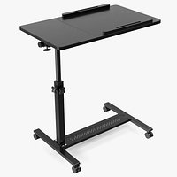 Overbed Bedside Table with Rolling Wheels Black