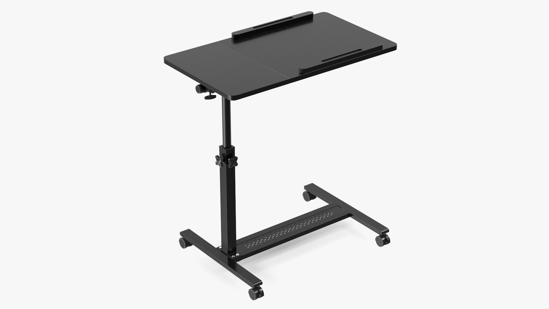 Overbed Bedside Table with Rolling Wheels Black 3D model preview