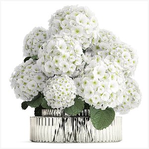 Beautiful festive bouquet decoration glass vase white hydrangea 603