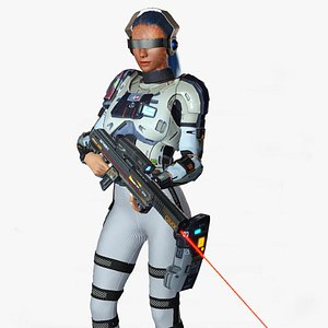 Cartoon 3D Rigged Sci-Fi Fighter Girl Character Model