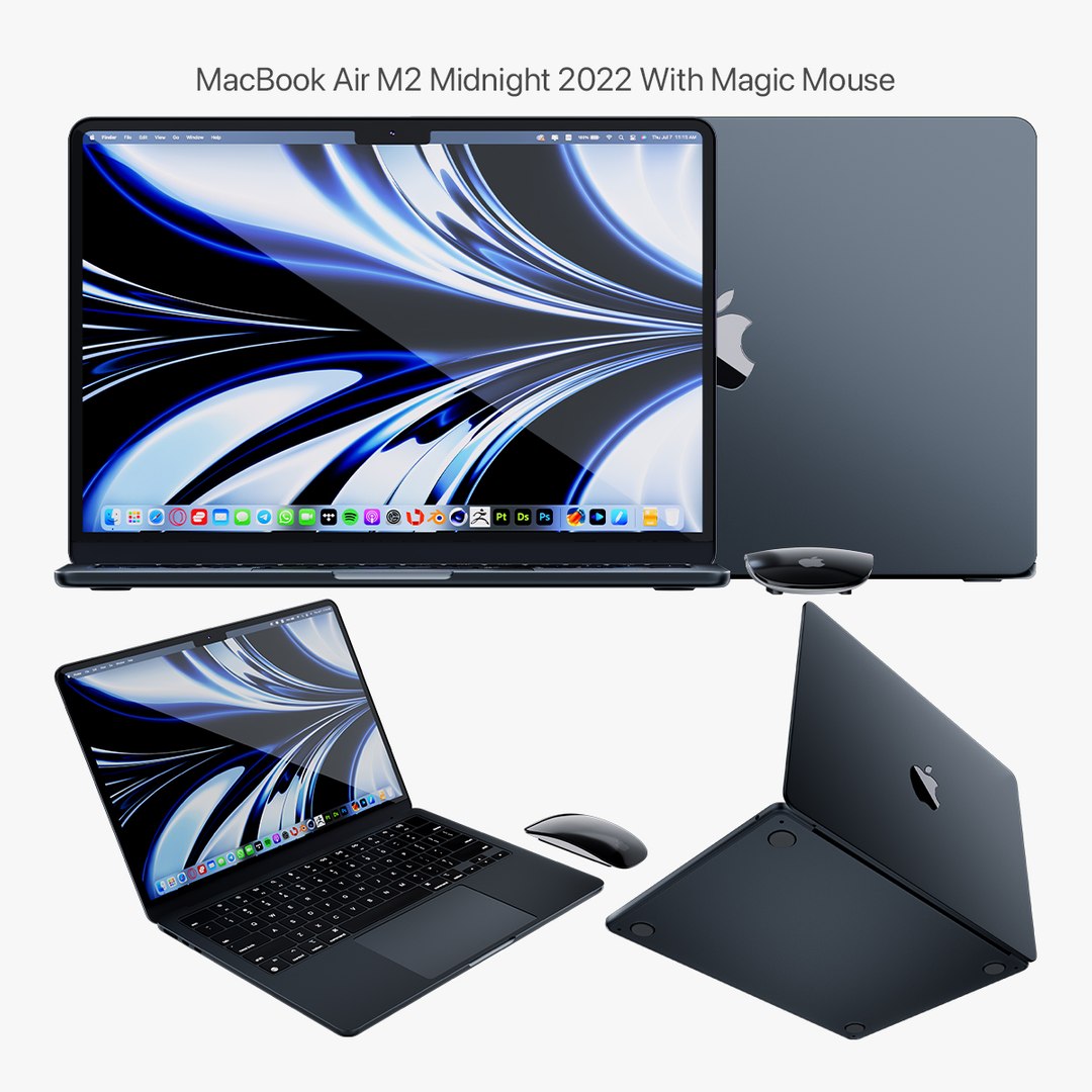 Apple MacBook Air M2 Midnight 2022 With Magic Mouse Model - TurboSquid  1937305