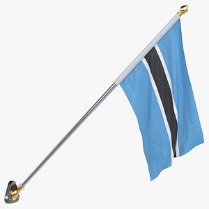 3D Botswana Cloth Flag Wall Mount Animated Loop