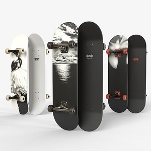 3D model Three Realistic Skateboards