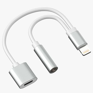 Lightning Jack Audio Aux Adapter Splitter Siver-White