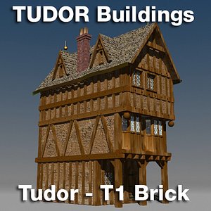 3d model t1-tudor style medieval building