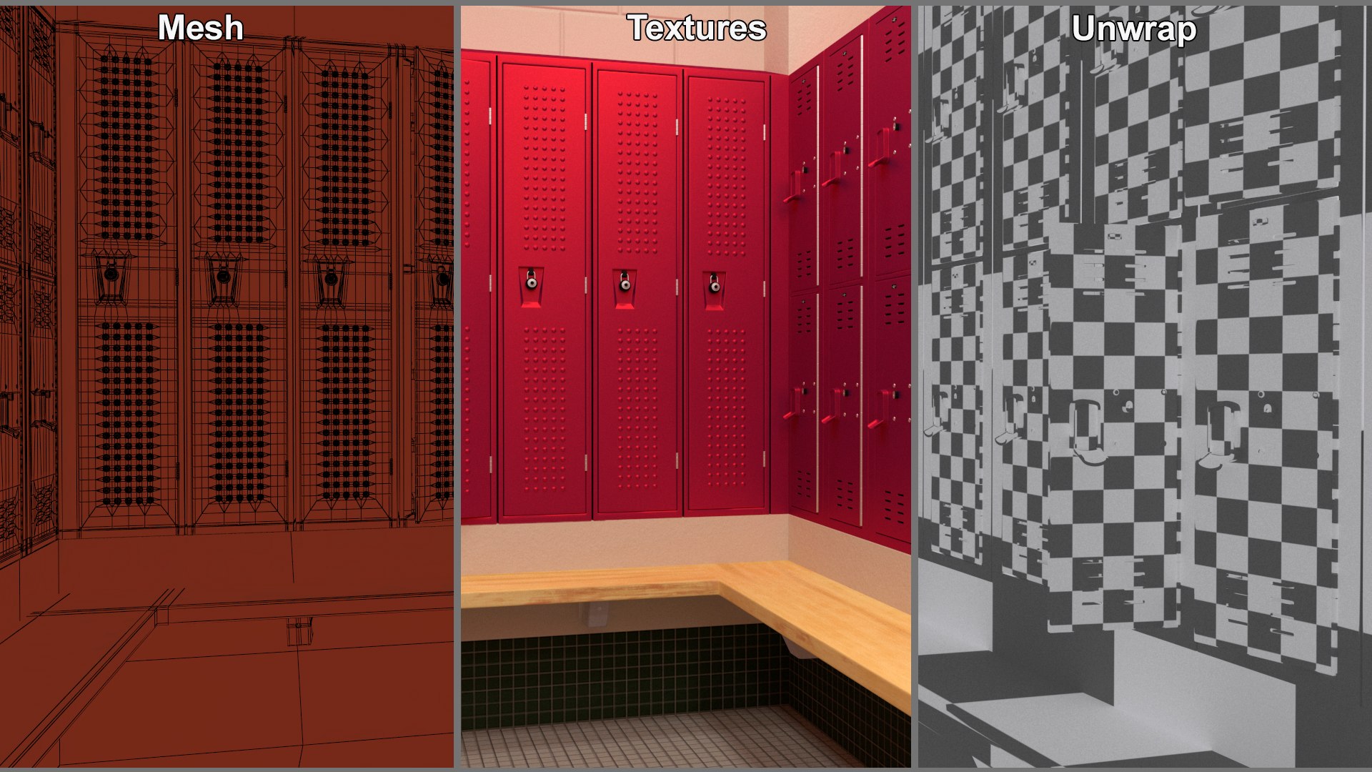 3D Metal Locker Room Red Model - TurboSquid 2230739