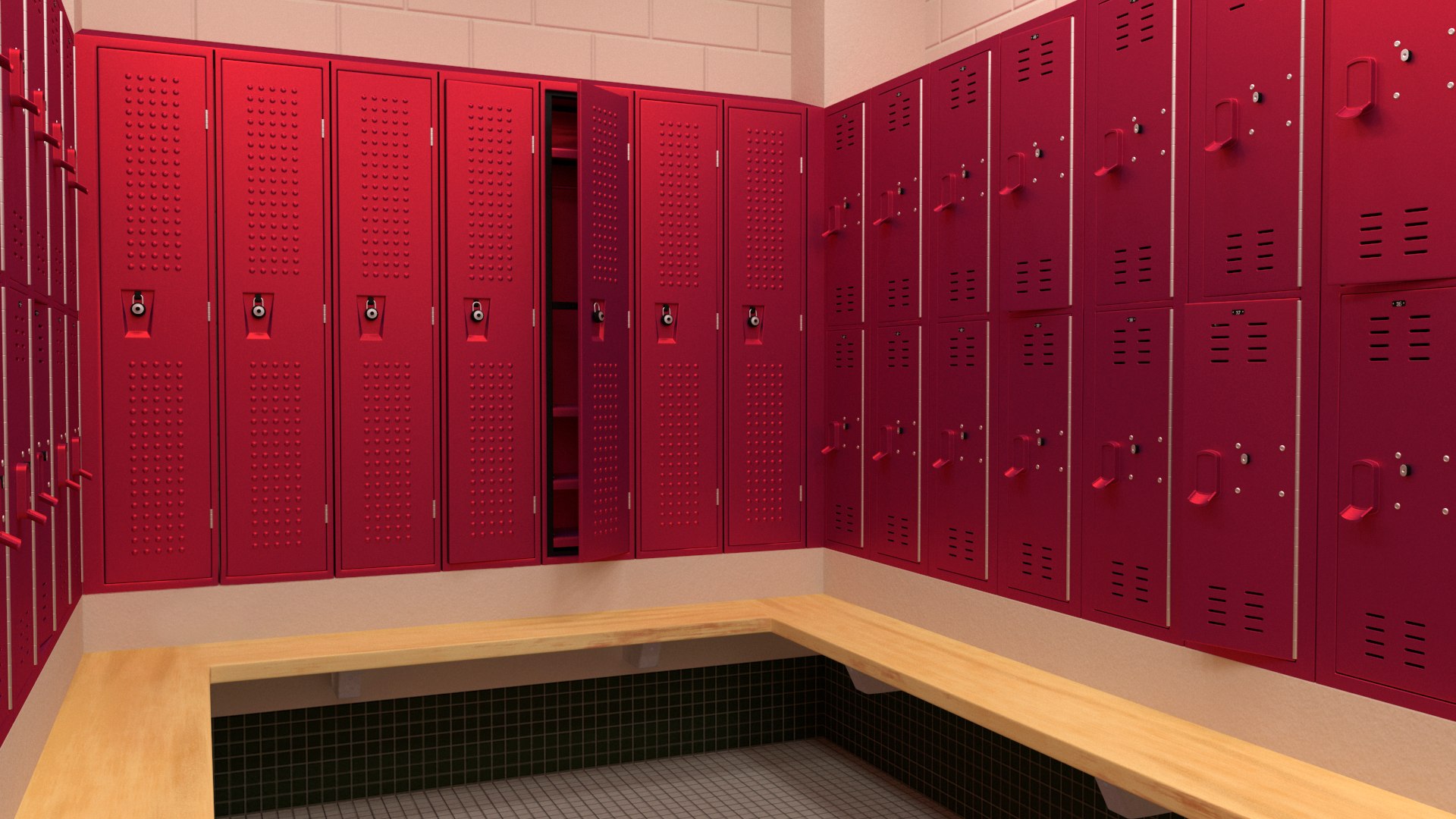 3D Metal Locker Room Red Model - TurboSquid 2230739
