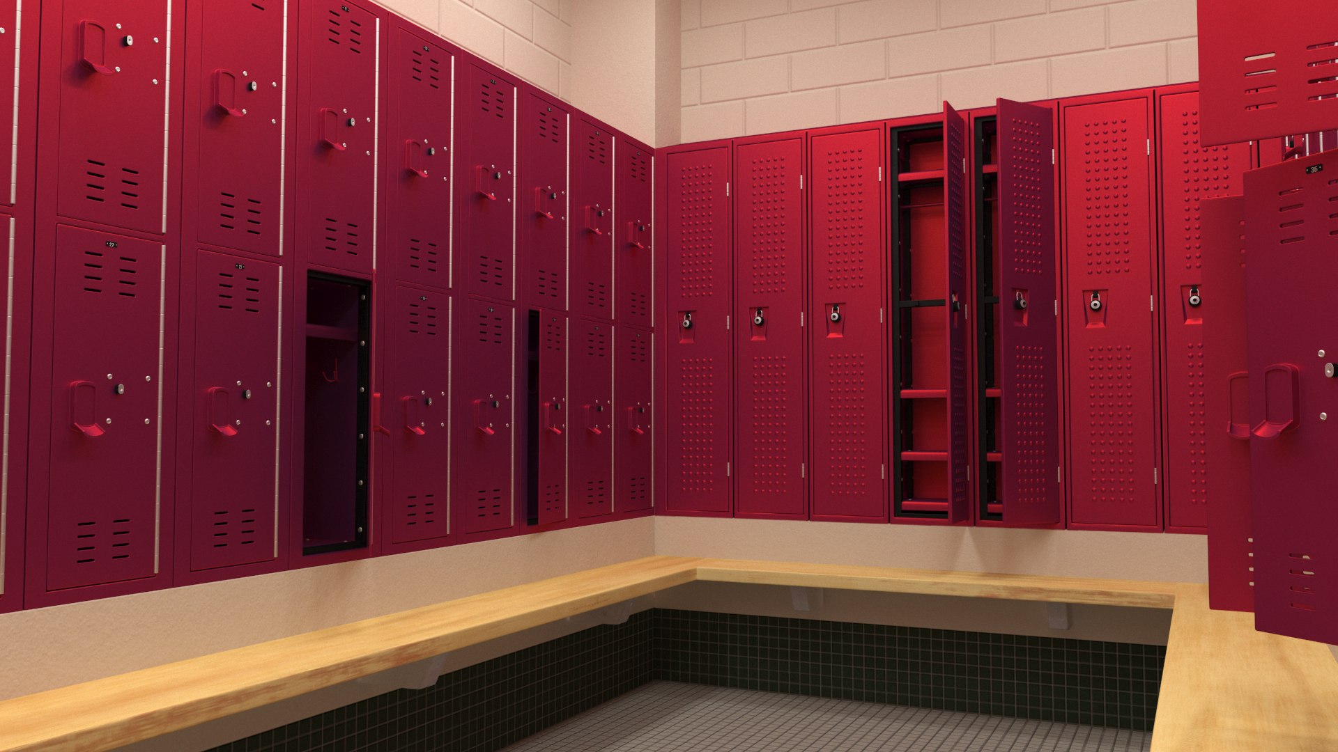 3D Metal Locker Room Red Model - TurboSquid 2230739