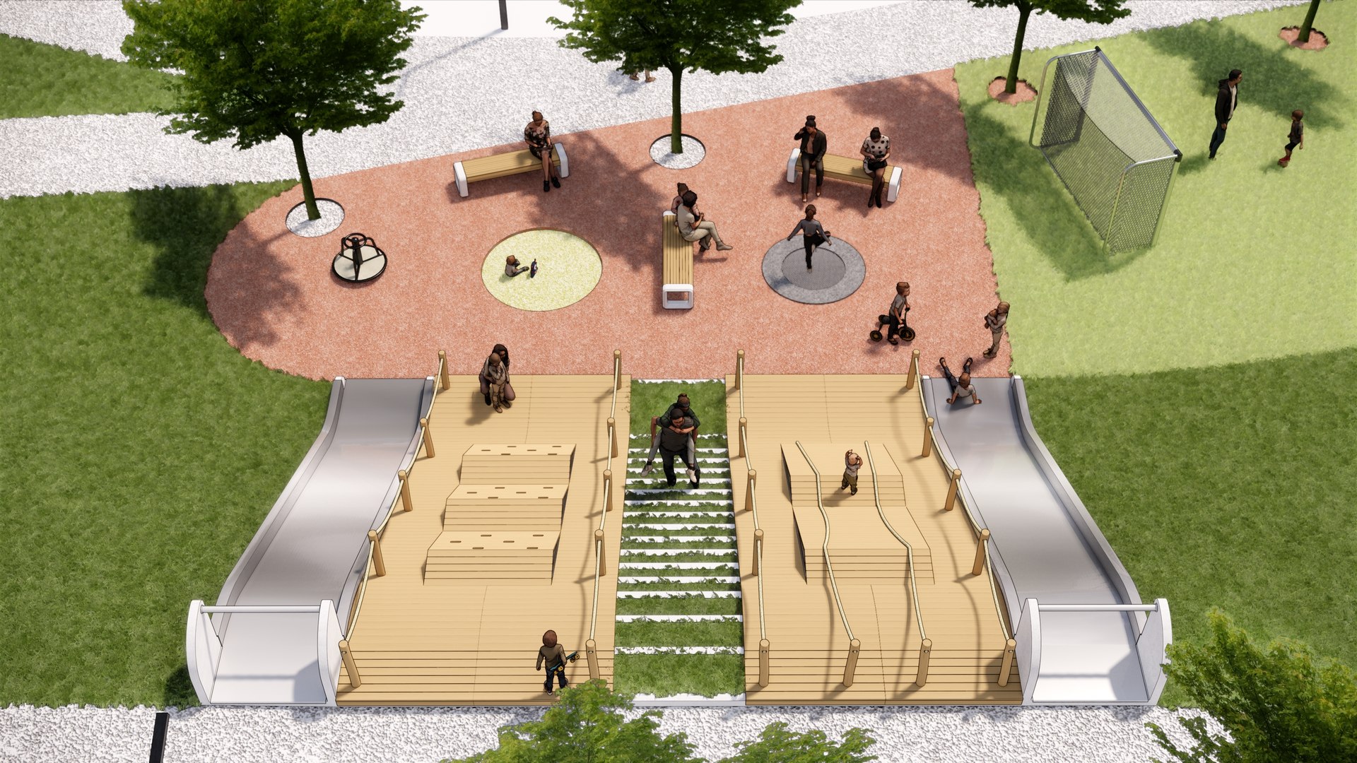 Childrens Playground With Two Slides And Ropes 3D - TurboSquid 2042260