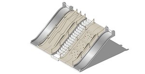 Childrens Playground with Two Slides and Ropes 3D