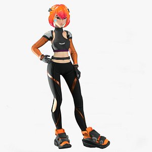 3D Cartoon 3D Rigged Cyberpunk Emmy Character 3D Model