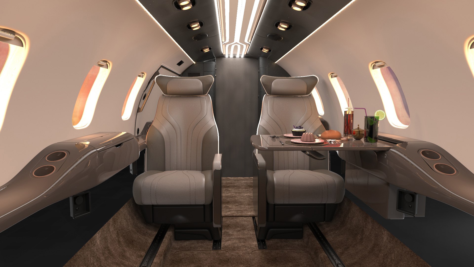 3D Learjet Streamline Concept Interior And Private Jet Seats Model ...