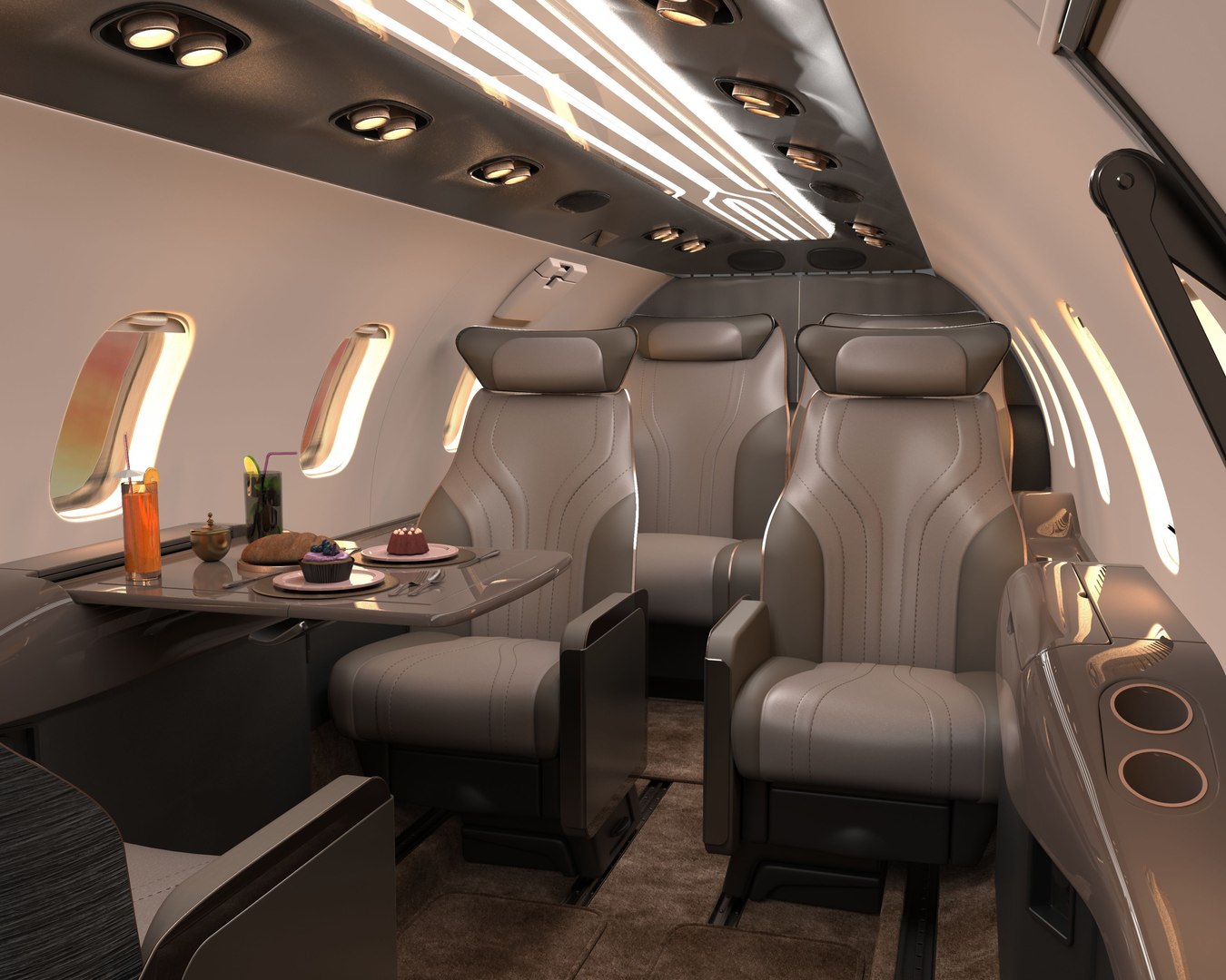 3D Learjet Streamline Concept Interior And Private Jet Seats Model ...