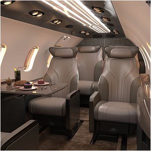 3D Learjet streamline Concept Interior and Private Jet Seats model