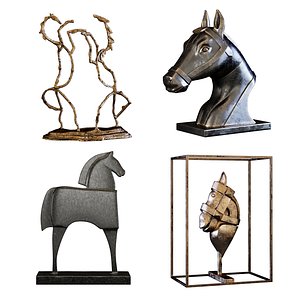 Horses Sculptures Set 03 model