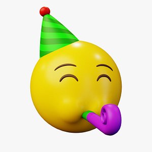 Celebration Face Emoticon Emoji or Smiley 3D model