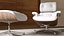 3D Lounge Chair and Ottoman white colors