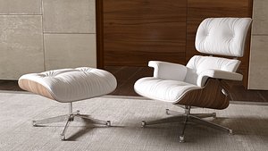 Lounge Chair and Ottoman white colors