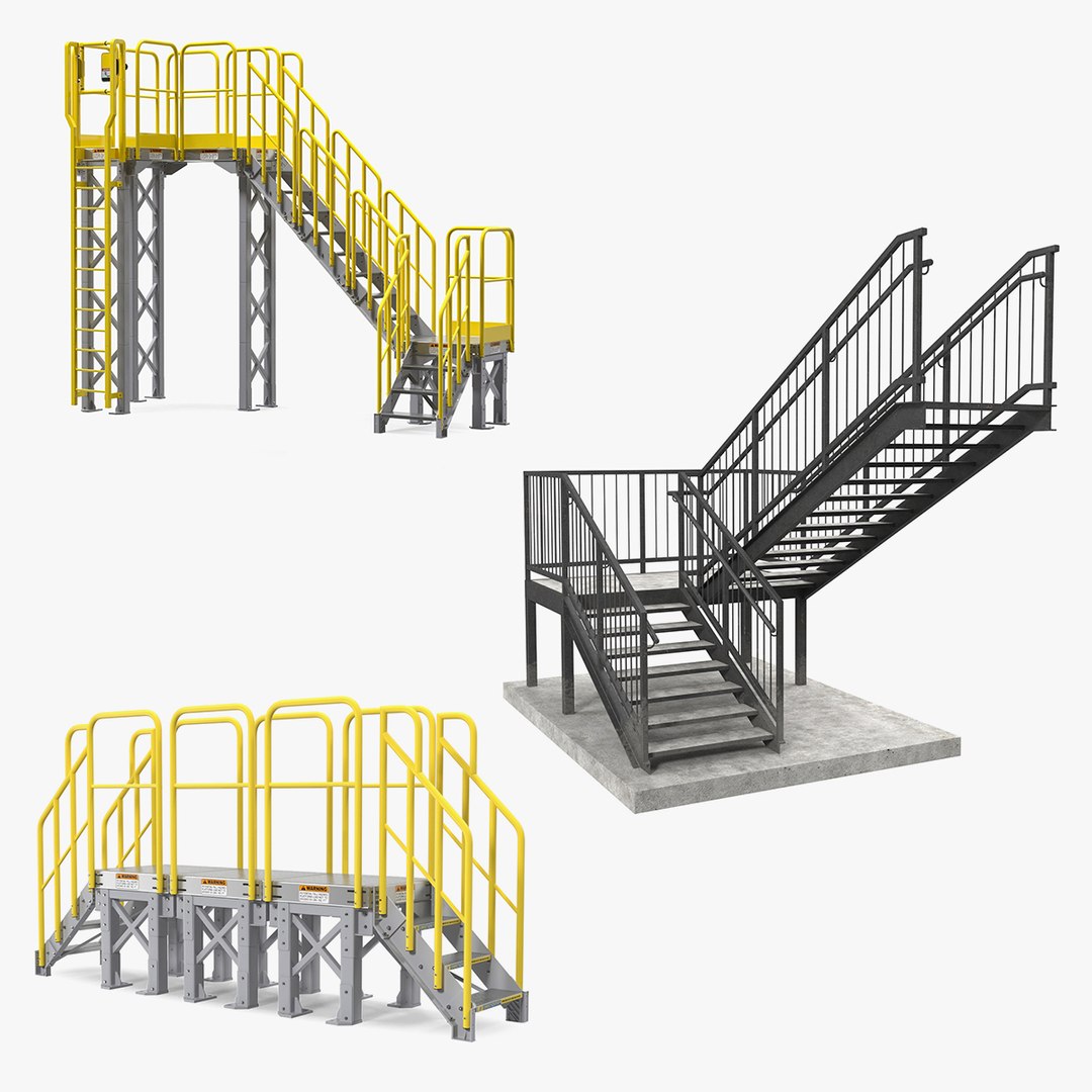 Industrial Stairs Collection 3D model preview