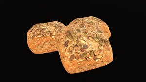 Nutty Bread AR VR PBR  Lowpoly with game ready 3d Model 3D model
