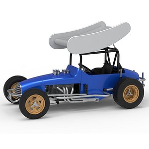 3D Vintage Winged Supermodified stock car for Dirt Version 2 Scale 1 to 25