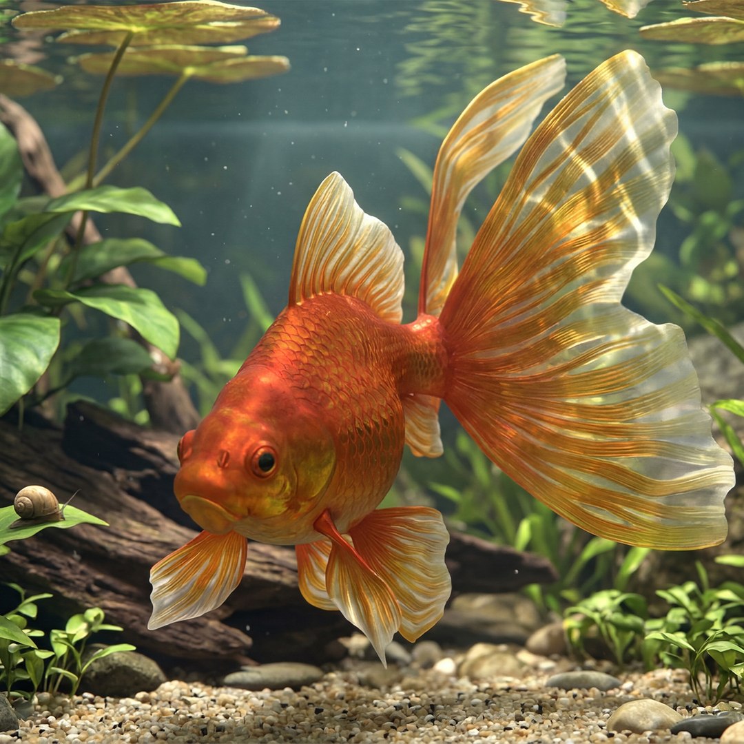 Fantail Goldfish Set Animated Rigged For Maya 3D model preview