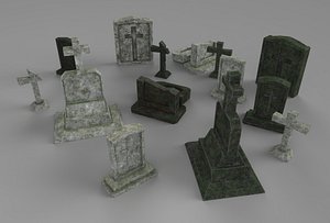 gravestones pack 3d model