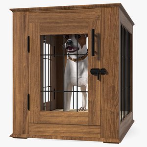 Furniture Dog Crate with Dog Fur