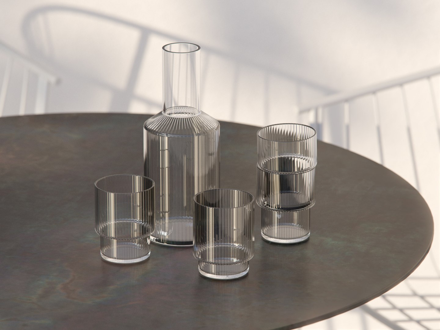 3D Ripple Glass Tableware Set - TurboSquid 2160970