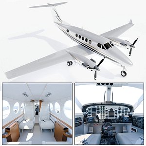 Beechcraft Super King Air 200 with Interior 3D