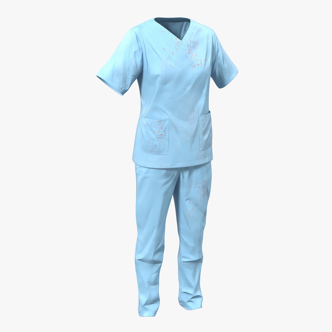 Female Surgeon Dress 12 with Blood 3D Model 3D model preview