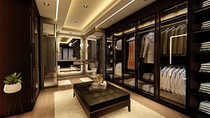 3D modern walk wardrobe model