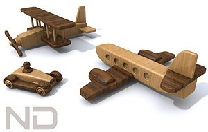 toy automobile biplane 3d c4d