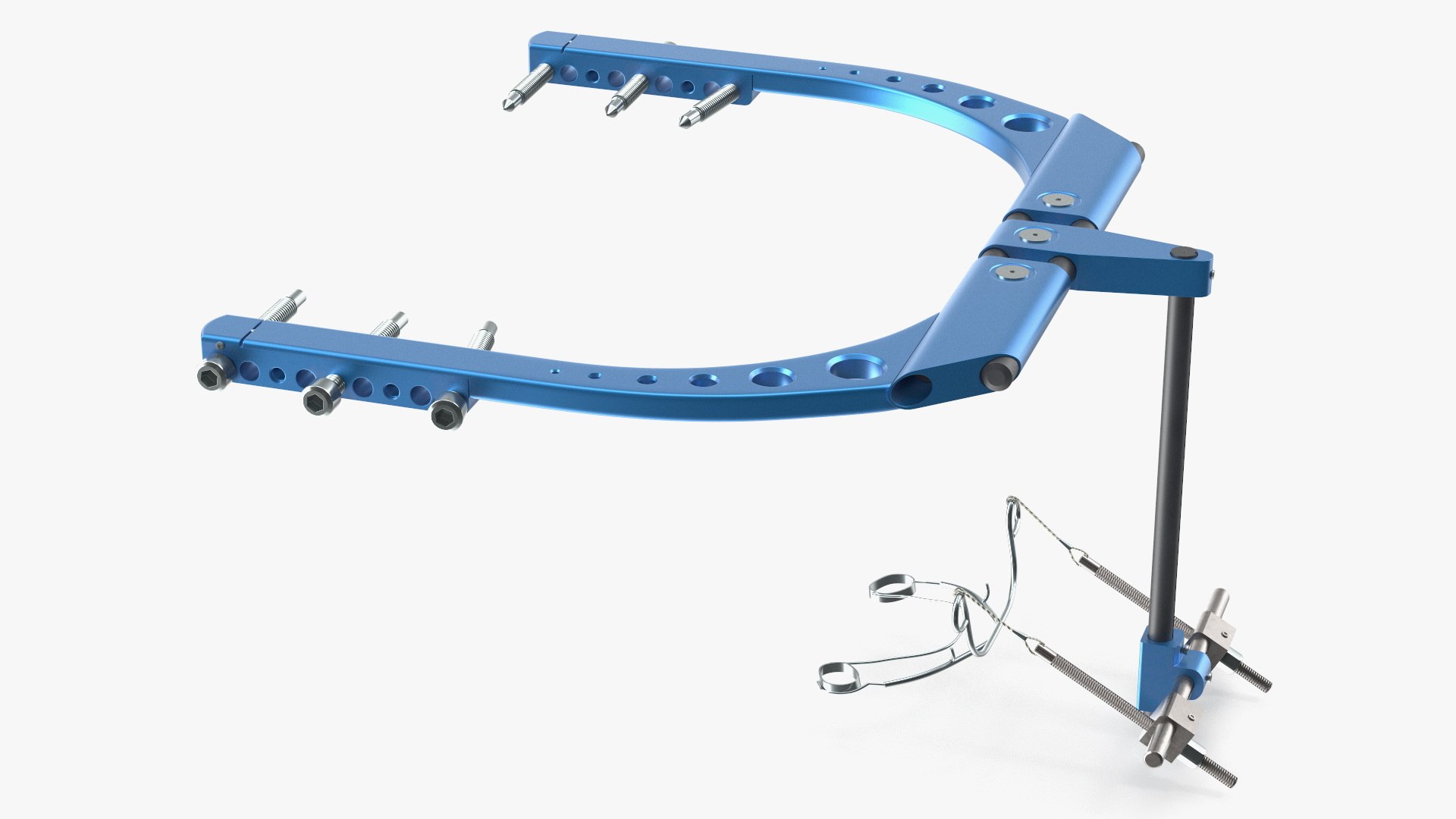 Rigid Distraction Frame for Cranial Surgery Blue 3D model preview