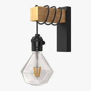 Vintage Wall Lamp Black with Light Bulb
