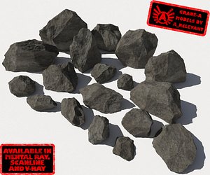 lot rocks stones - 3d 3ds