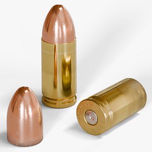 3D 9mm x 19 Luger Parabellum Bullet Cartridge