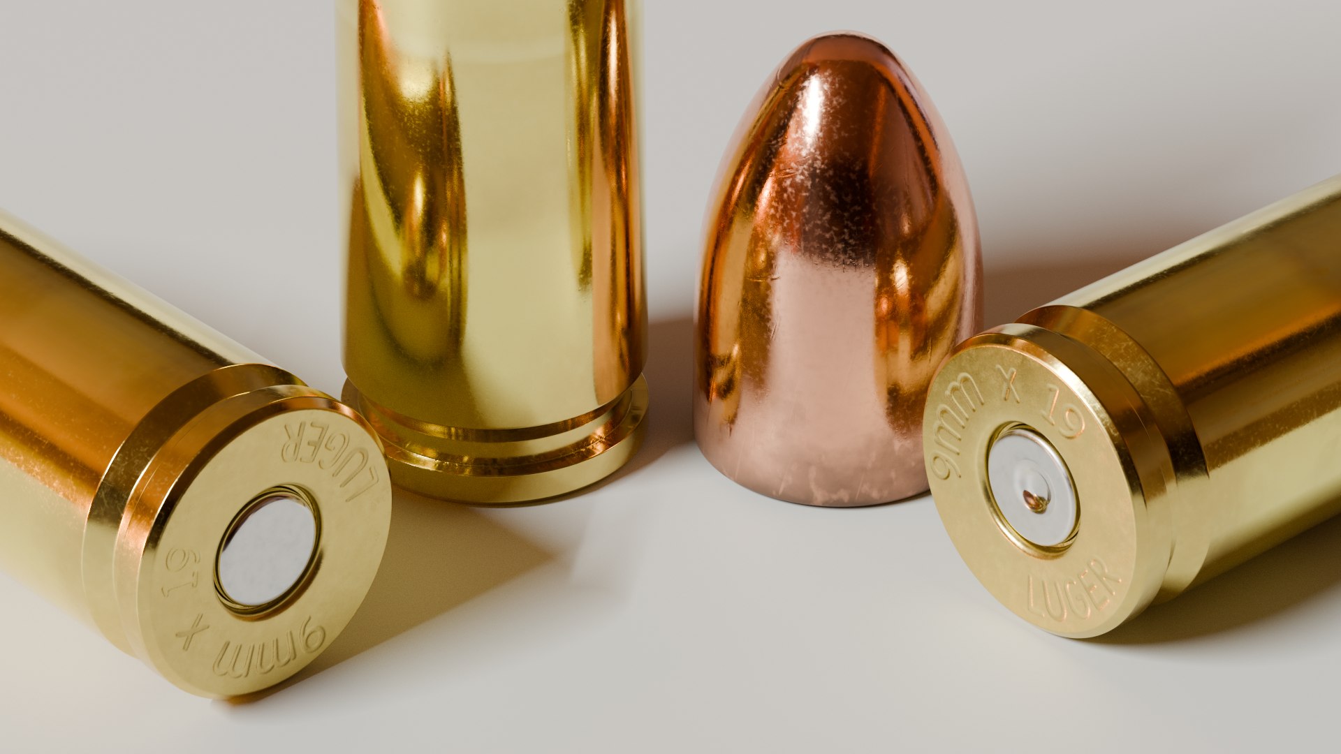 3D 9mm X 19 Luger Parabellum Bullet Cartridge - TurboSquid 2431563