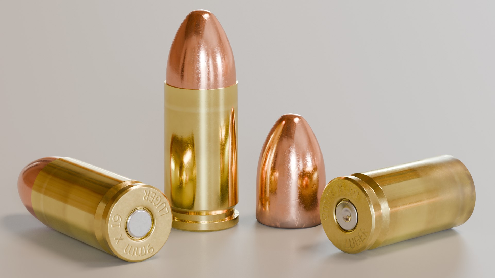 3D 9mm X 19 Luger Parabellum Bullet Cartridge - TurboSquid 2431563