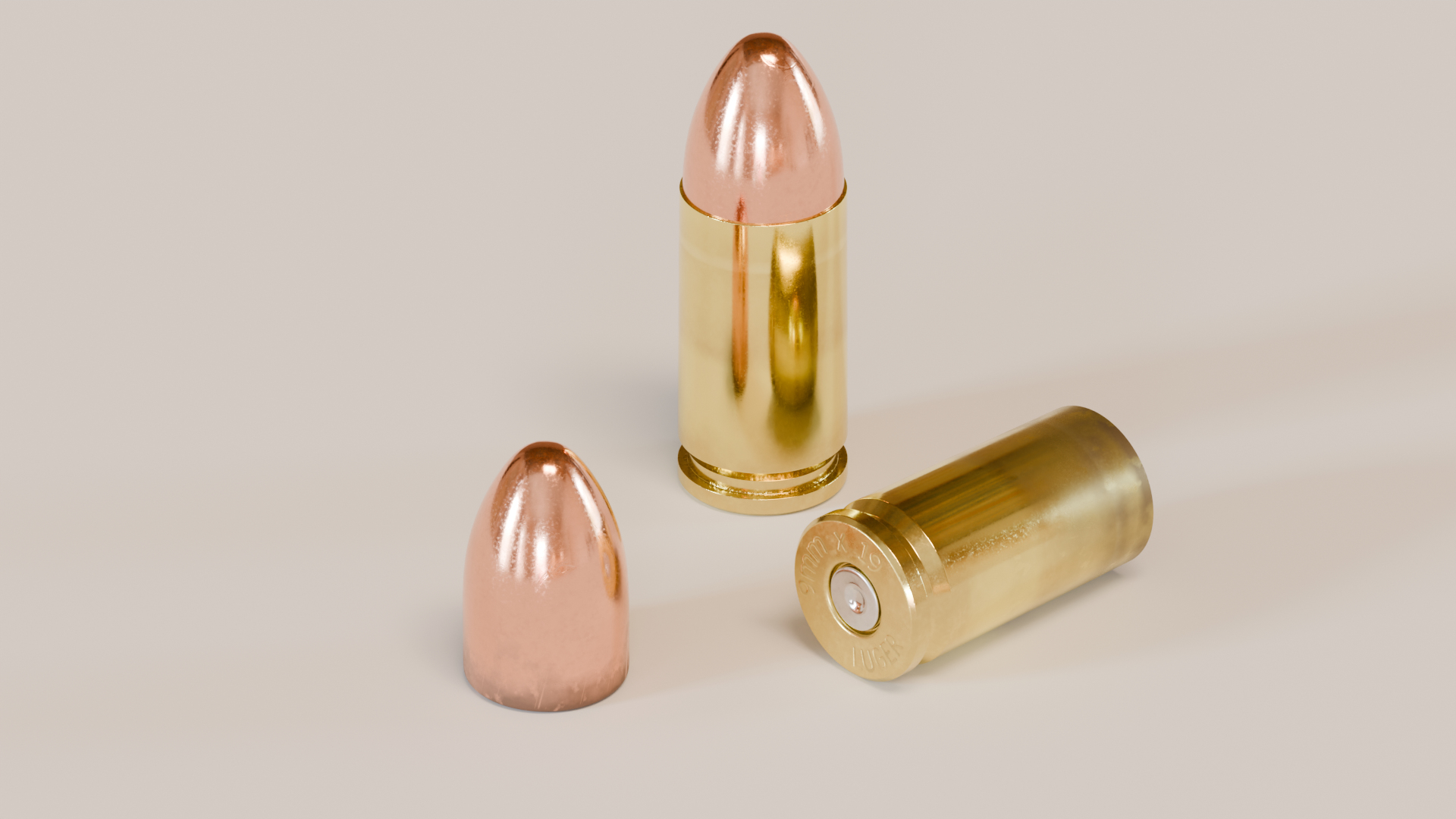 3D 9mm X 19 Luger Parabellum Bullet Cartridge - TurboSquid 2431563
