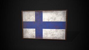 Old Picture Frame With Findland Flag - Game Ready PBR Low-poly