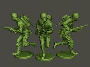 american soldier ww2 run 3D model