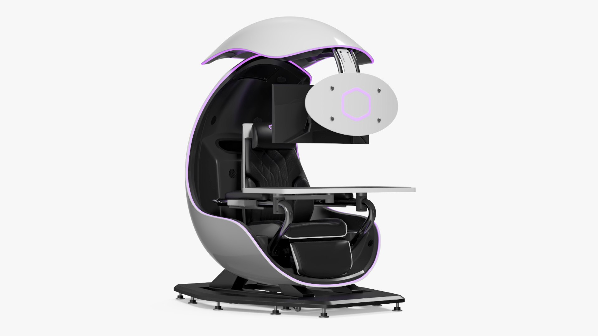 Immersive Gaming Station White 3D model preview