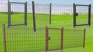 Metal gates and grating wall PBR low-poly game ready Low-poly 3D model 3D model
