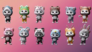 Cartoon kittens in animal costumes